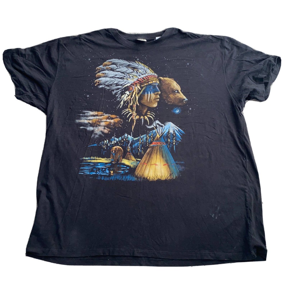 Liquid Blue Shirt 5XL Big Indian Bear Black Short Sleeve 2011 Mountain